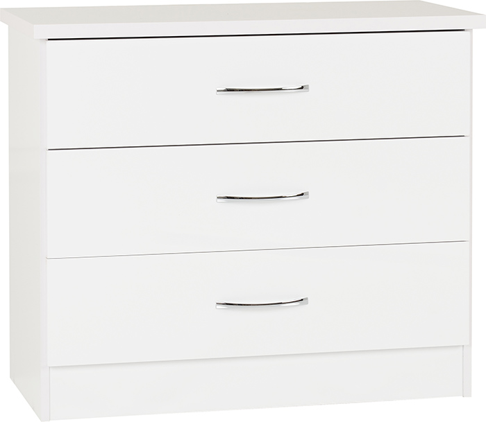 Nevada 3 Drawer Chest In White Gloss - Click Image to Close